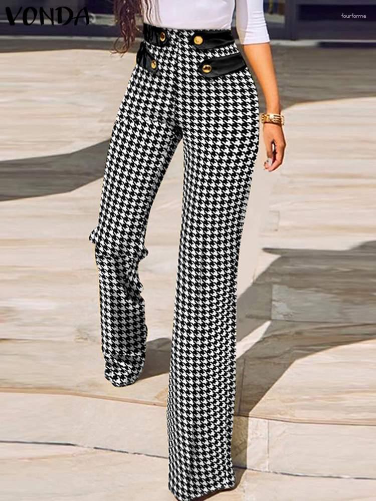 Women' Pants VONDA Women High Waist Buttons Wide Leg 2023 Elegant OL Trousers Plicornis Printed Vintage Pantalon Casual Zipper, Black
Women' Pants VONDA Women High Waist Buttons Wide Leg 2023 Elegant OL Trousers Plicornis Printed Vintage Pantalon Casual Zipper, Black