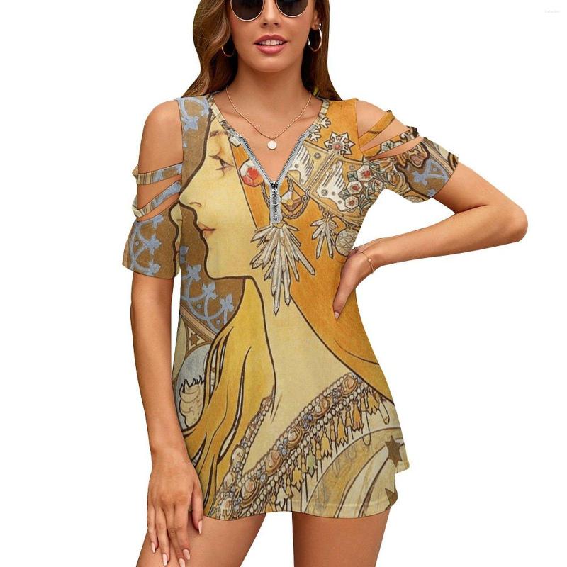 Women's T Shirts Alphonse Mucha Zodiac Art Nouveau Woman Women'S T-Shirt Summer Fashion Print Floral V-Neck Zipper Tshirt Hollow, Nz109
Women's T Shirts Alphonse Mucha Zodiac Art Nouveau Woman Women'S T-Shirt Summer Fashion Print Floral V-Neck Zipper Tshirt Hollow, Nz109