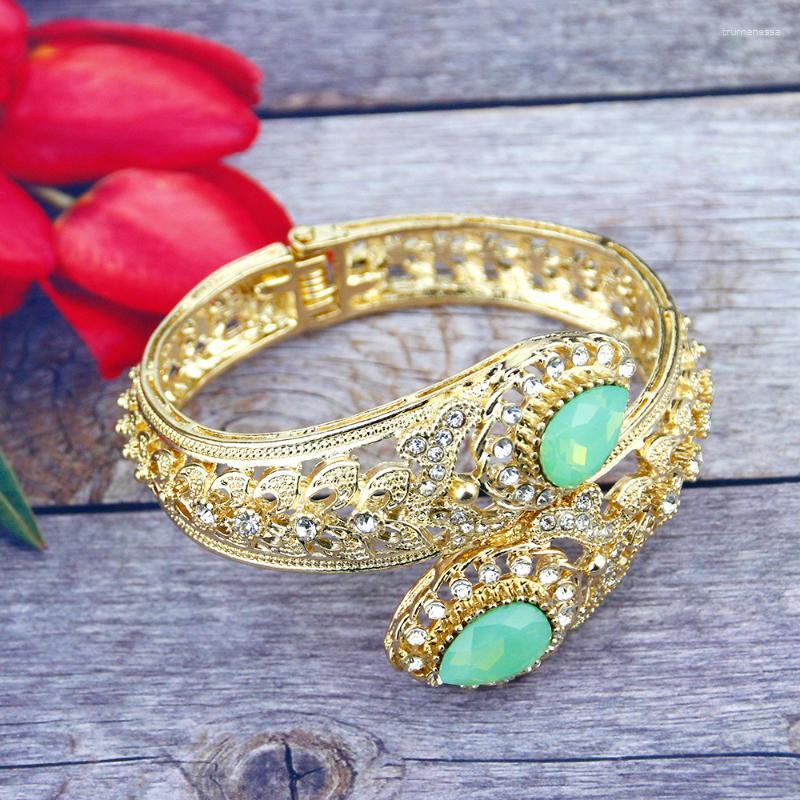 Bangle Sunspicems Gold Color Morocco Jewelry Mint Green Women Bracelet Hollow Pattern Simulation Bride Wedding Bijoux Raym22
Bangle Sunspicems Gold Color Morocco Jewelry Mint Green Women Bracelet Hollow Pattern Simulation Bride Wedding Bijoux Raym22
