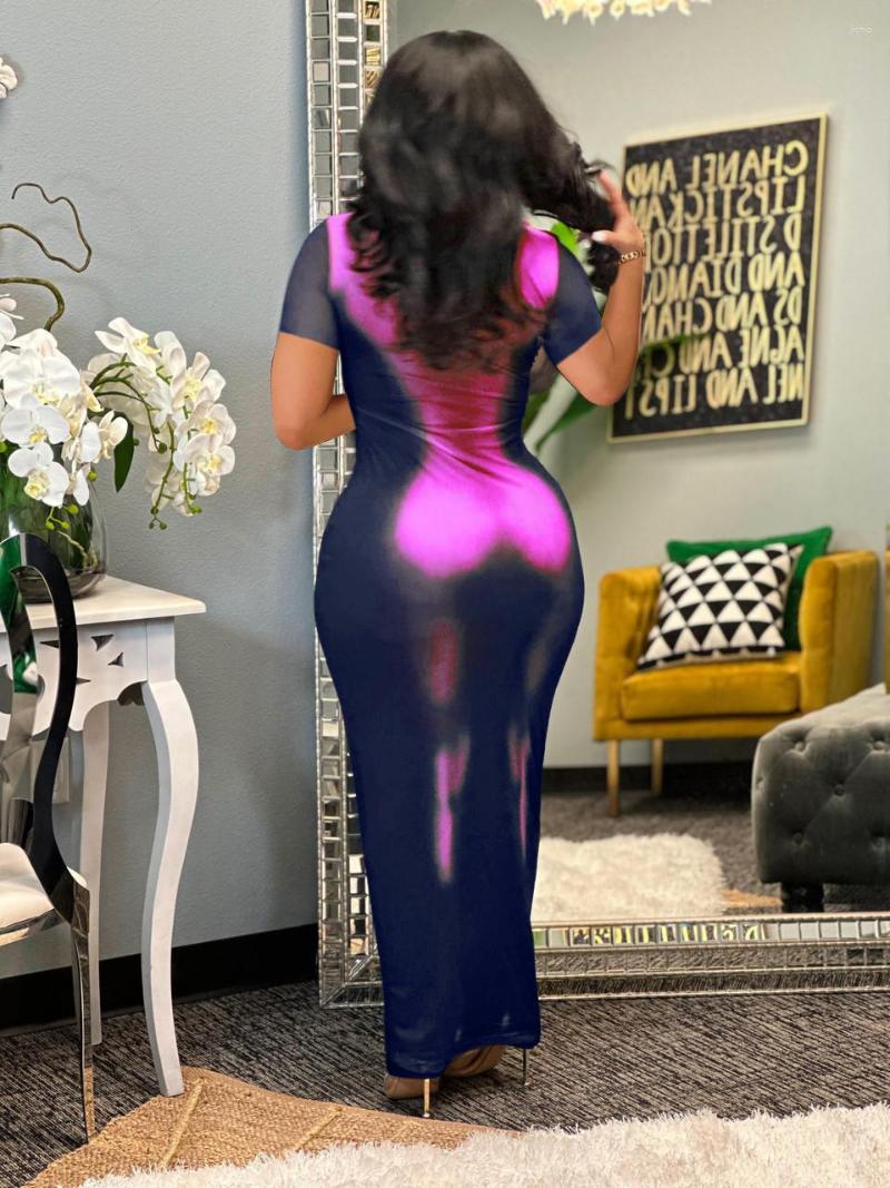 Casual Dresses 3D Print Maxi Dress Women Summer Short Sleeve O-neck Bodycon Party Evening Clubwear Fashion Vestidos