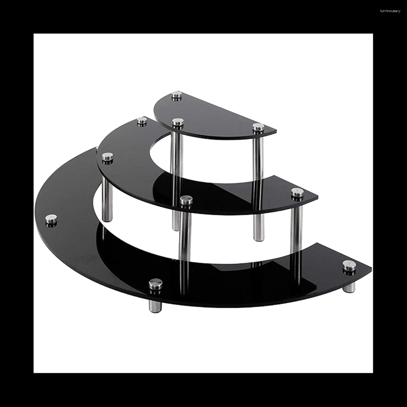 Jewelry Pouches Acrylic Risers Display Stand 3 Tier Black Cupcake Holder Half Moon Dessert Organizer Shelf
Jewelry Pouches Acrylic Risers Display Stand 3 Tier Black Cupcake Holder Half Moon Dessert Organizer Shelf