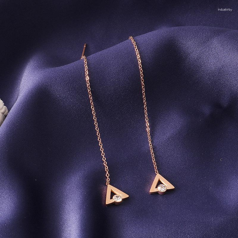 Dangle Earrings Geometric Rose Gold Color Crystal Triangle Stainless Steel Zirconia Long Chain For Women Party Jewelry
Dangle Earrings Geometric Rose Gold Color Crystal Triangle Stainless Steel Zirconia Long Chain For Women Party Jewelry