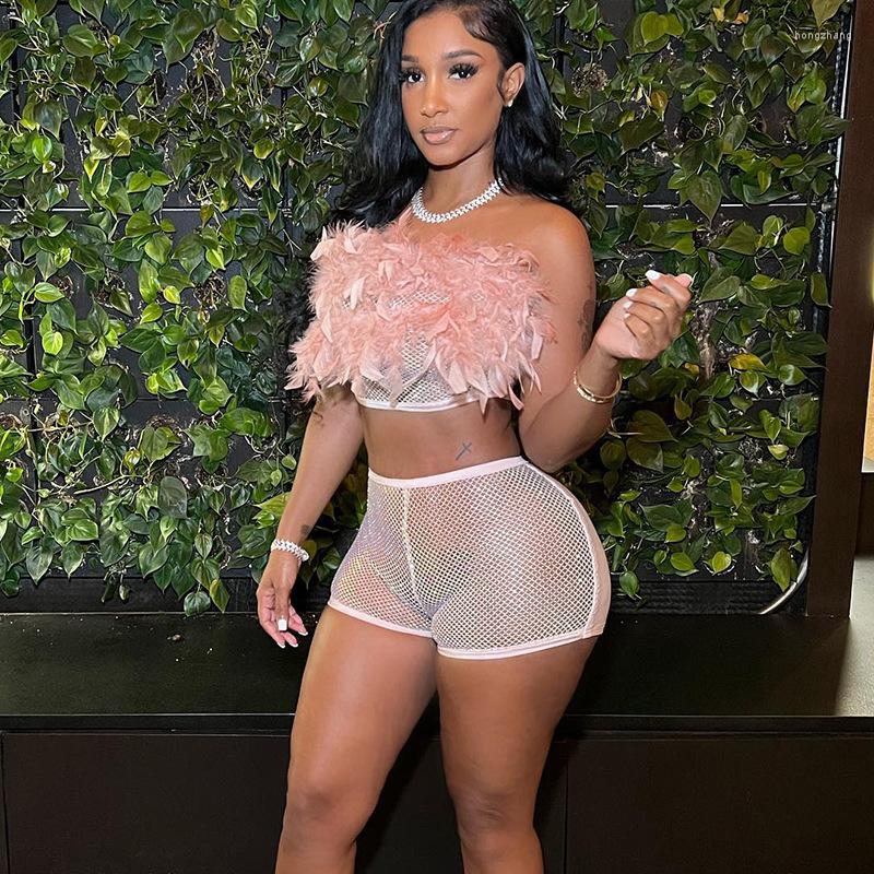 Women's Tracksuits Feathers Pink 2 Piece Set Women Sexy Sheer Mesh Patchwork Tube Crop Top Shorts See Through Club Party Matching Sets, Pink set
Women's Tracksuits Feathers Pink 2 Piece Set Women Sexy Sheer Mesh Patchwork Tube Crop Top Shorts See Through Club Party Matching Sets, Pink set