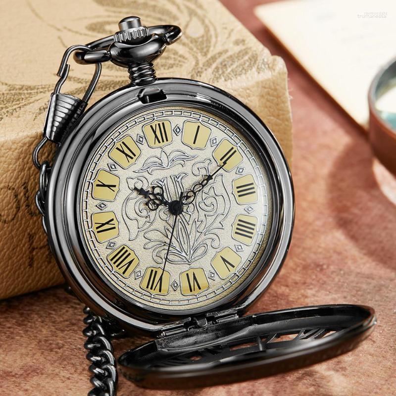 Pocket Watches Retro Carved Exquisite Mechanical Watch & FOB Chain Hollow Black Roman Numerals Design Hand Wind Men Clock, Watch2
Pocket Watches Retro Carved Exquisite Mechanical Watch & FOB Chain Hollow Black Roman Numerals Design Hand Wind Men Clock, Watch2