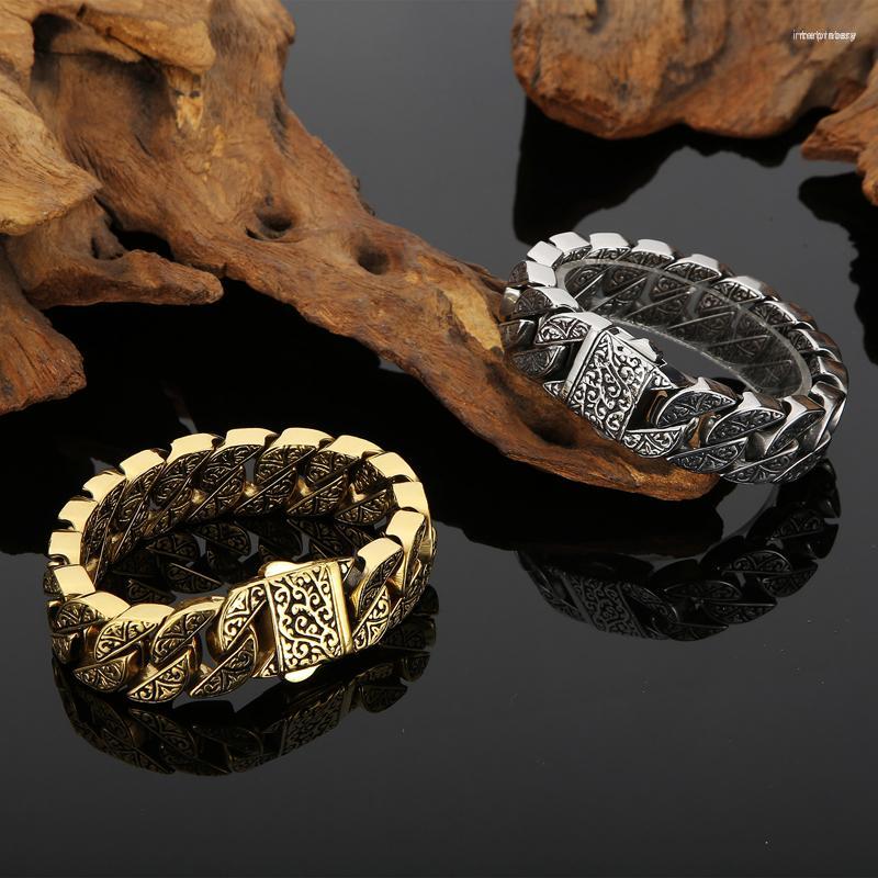 Link Bracelets 17mm High Quality Stainless Steel Bracelet Creative Pattern Cast Curb Cuban Vintage Huge Chain Men's Bangle
Link Bracelets 17mm High Quality Stainless Steel Bracelet Creative Pattern Cast Curb Cuban Vintage Huge Chain Men's Bangle