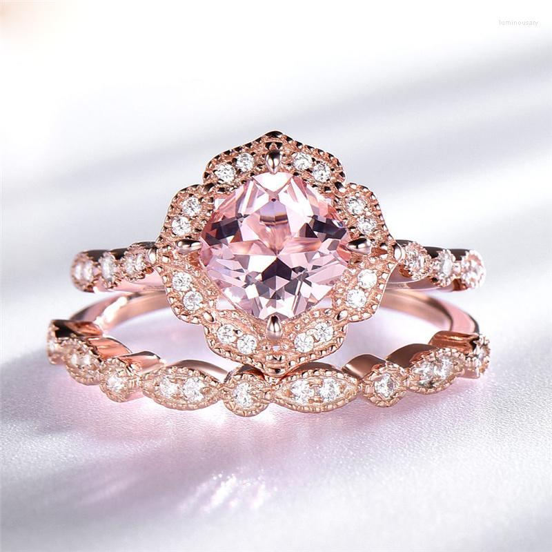 Cluster Rings Pink Beryl Flower Set Sterling Silver Morganite Bridal Gemstone Rose Gold Retro Stack Vintage Zircon Wedding Jeweley
Cluster Rings Pink Beryl Flower Set Sterling Silver Morganite Bridal Gemstone Rose Gold Retro Stack Vintage Zircon Wedding Jeweley