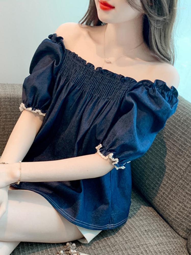 Women' Blouses Korejepo French Vintage Denim Shirts Square Neck Short Sleeve Shirt Women' Spicy Girl One Shoulder Wide Loose Summer, Top
Women' Blouses Korejepo French Vintage Denim Shirts Square Neck Short Sleeve Shirt Women' Spicy Girl One Shoulder Wide Loose Summer, Top