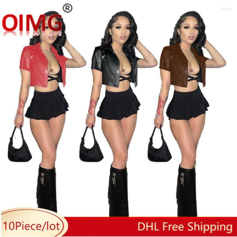 Women's Jackets 10 Pcs Wholesale PU Shirts Summer Women Leather Solid Shirt Short Sleeve Cardigan Streetwear Single Breasted Outerwear Bulk, Black
Women's Jackets 10 Pcs Wholesale PU Shirts Summer Women Leather Solid Shirt Short Sleeve Cardigan Streetwear Single Breasted Outerwear Bulk, Black