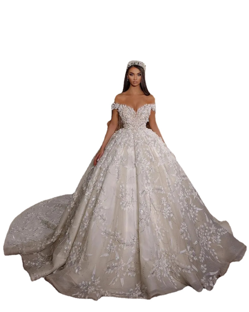 Modest Off Shoulder Wedding Dress Lace Appliques Bridal Gowns Sequined Sleeveless Robe de mariee, Same as image
Modest Off Shoulder Wedding Dress Lace Appliques Bridal Gowns Sequined Sleeveless Robe de mariee, Same as image