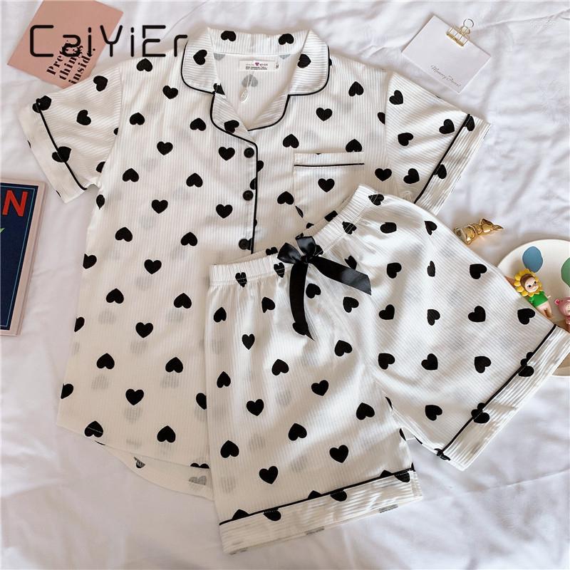 Women's Sleepwear CAIYIER Sweet Summer Lover Print Pajamas Set Women Short Sleeve Shorts Solid Color Simple Nightwear Korean Girls, 2448
Women's Sleepwear CAIYIER Sweet Summer Lover Print Pajamas Set Women Short Sleeve Shorts Solid Color Simple Nightwear Korean Girls, 2448
