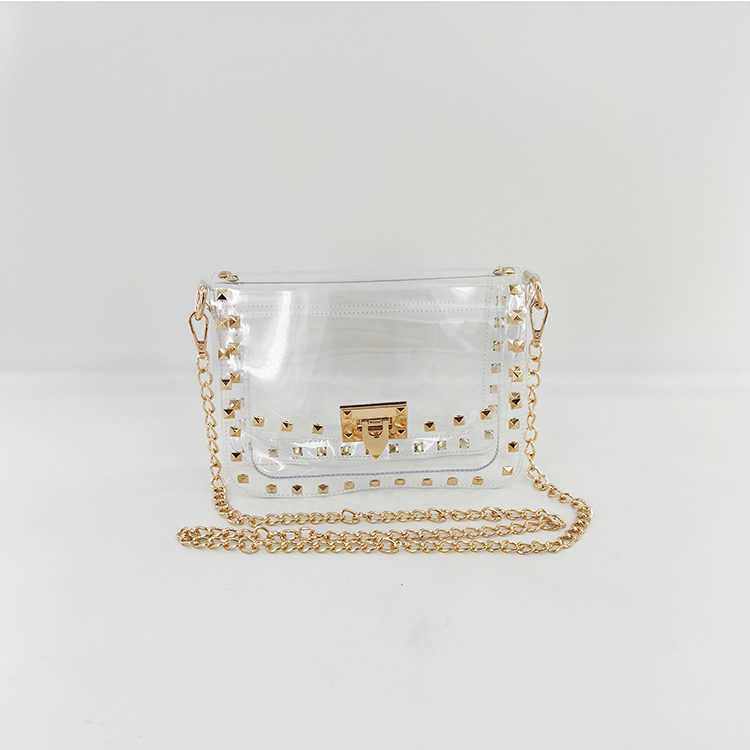 2023 New Jelly Bag Rivet Decoration Transparent Bag Single Shoulder Diagonal Straddle Bag Chain Fashion, Transparent silver
2023 New Jelly Bag Rivet Decoration Transparent Bag Single Shoulder Diagonal Straddle Bag Chain Fashion, Transparent silver