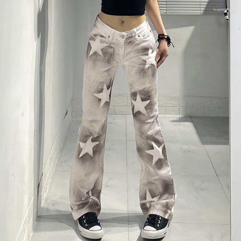 Women' Jeans Retro American Street Star Print Women Do Old Pants Slim Show Spice Girl Straight Leg, White
Women' Jeans Retro American Street Star Print Women Do Old Pants Slim Show Spice Girl Straight Leg, White