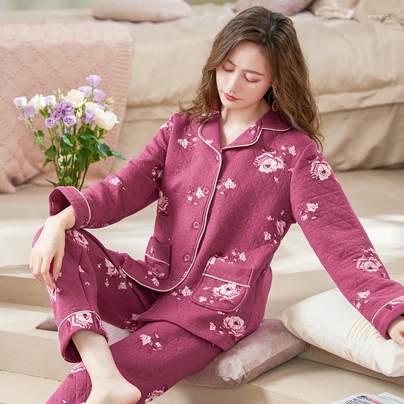 Women's Sleepwear Elegant Flowers Women Quilted Pajamas Female Warm Pyjamas Thicken Full Cotton Long Sleeve Pajama Set Winter Fashion, Lx-61159 agate red
Women's Sleepwear Elegant Flowers Women Quilted Pajamas Female Warm Pyjamas Thicken Full Cotton Long Sleeve Pajama Set Winter Fashion, Lx-61159 agate red