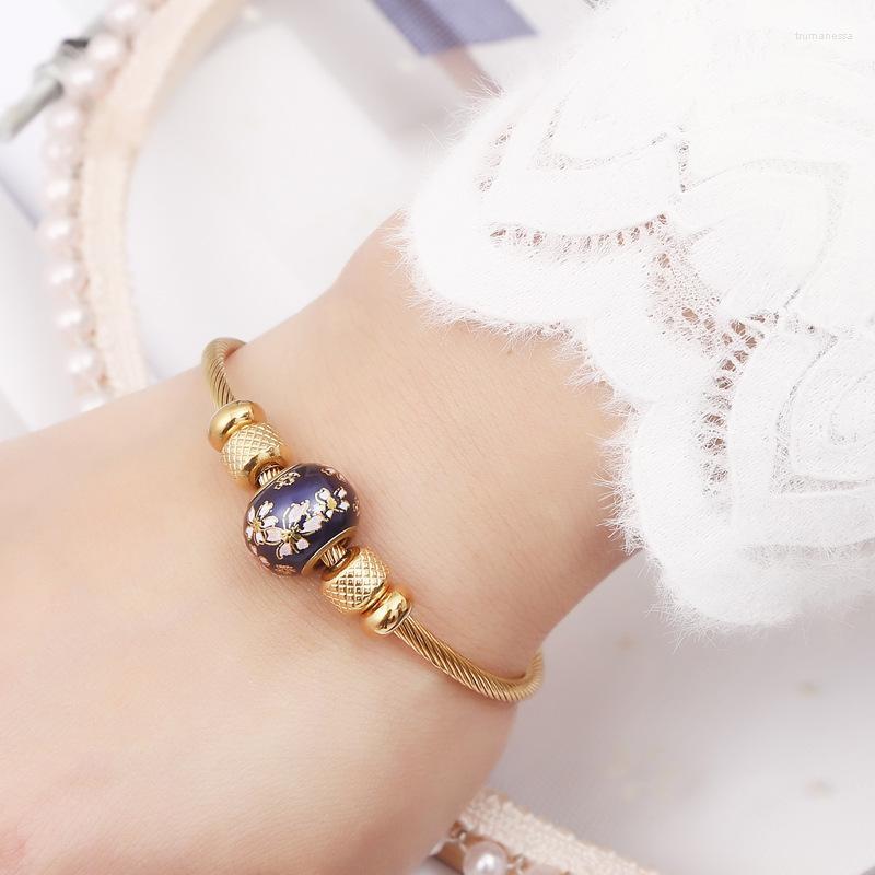 Bangle Set With Colored Glaze Design Ladies Golden Bangles & Bracelets Retro Ethnic Style Party Stainless Steel Bracelet Wedding HandBan
Bangle Set With Colored Glaze Design Ladies Golden Bangles & Bracelets Retro Ethnic Style Party Stainless Steel Bracelet Wedding HandBan
