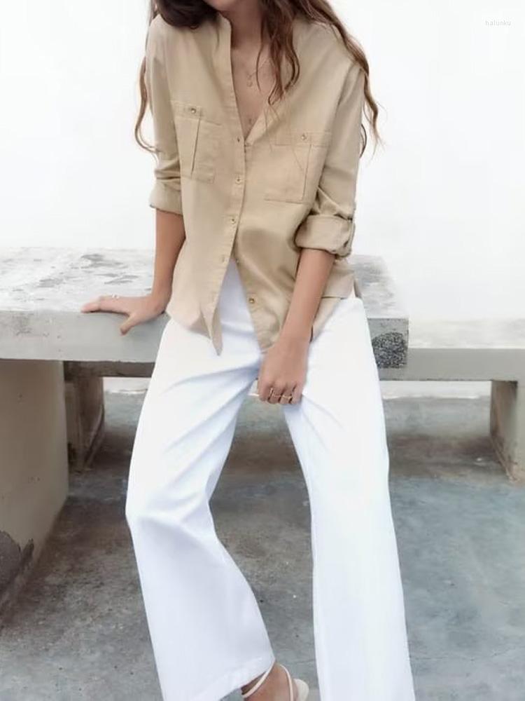 Women's Blouses 2023 Women Summer Shirts Tops Fashion Solid Pockets Button Roll Up The Sleeves Llax Female Casual Clothing, White
Women's Blouses 2023 Women Summer Shirts Tops Fashion Solid Pockets Button Roll Up The Sleeves Llax Female Casual Clothing, White