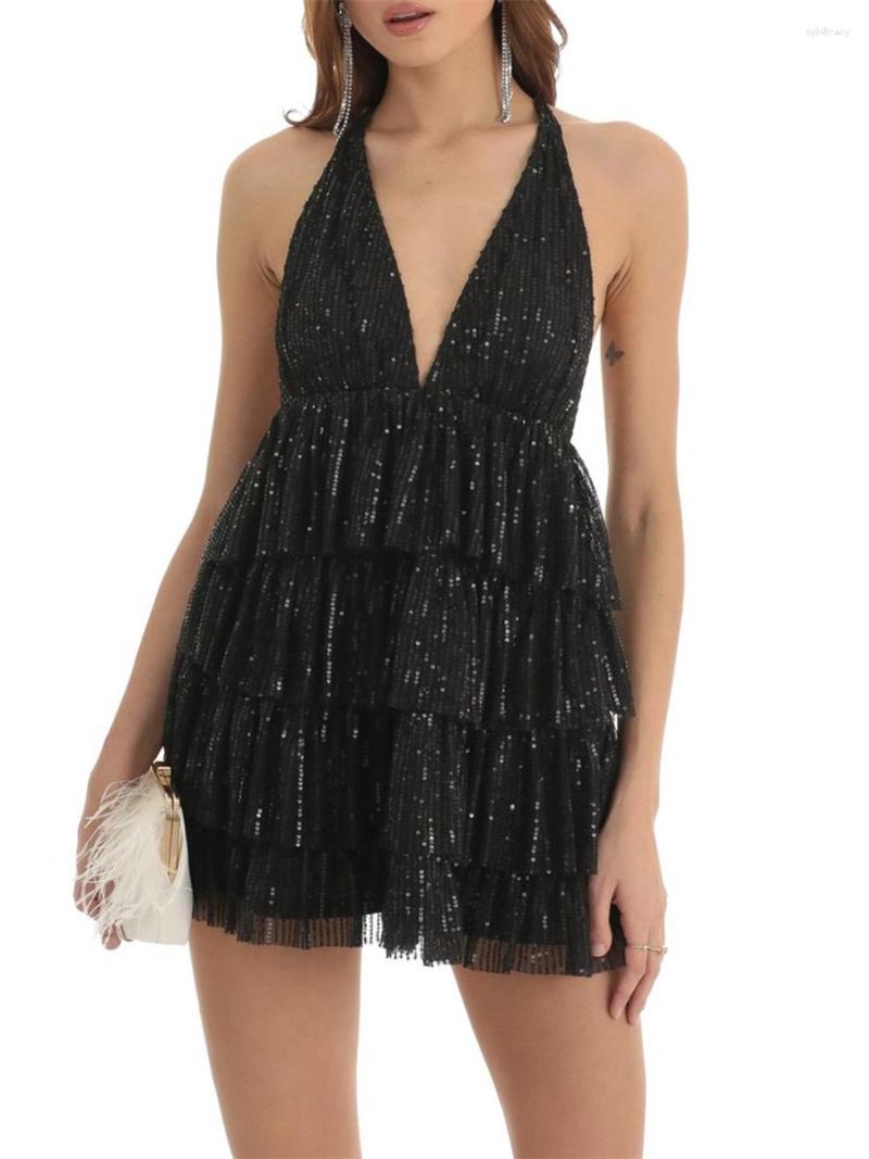 Casual Dresses Women Sequins Formal Dress Ruffled Hem Shinny Backless Evening Gown For Cocktail Wedding Party, Black
Casual Dresses Women Sequins Formal Dress Ruffled Hem Shinny Backless Evening Gown For Cocktail Wedding Party, Black