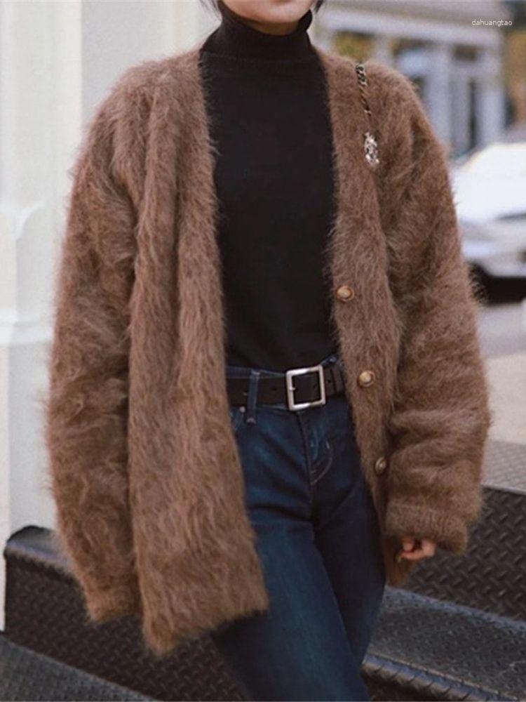 Women's Knits Women Furry Cardigan Sweater Long Sleeve Temperament Commuting Versatile Soft Lady V-Neck Loose Knit Single Breaste Coat Tops, Brown
Women's Knits Women Furry Cardigan Sweater Long Sleeve Temperament Commuting Versatile Soft Lady V-Neck Loose Knit Single Breaste Coat Tops, Brown