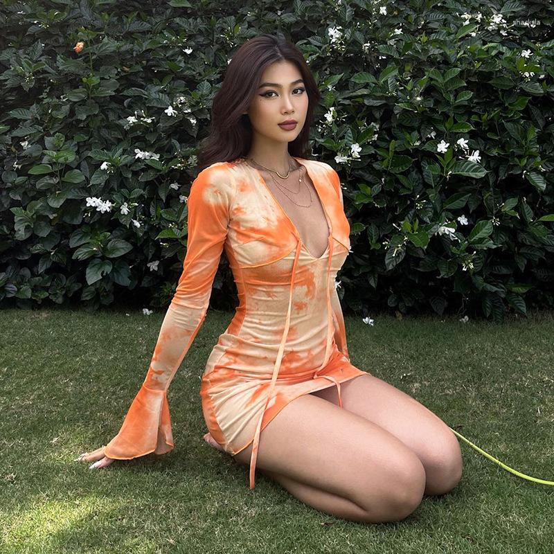 Casual Dresses Abstract Printed Flare Sleeve Lace Up Dress Women Elegant Long Sundress Female Hip Wrap Mini Y2k Party Club Vestido, Orange
Casual Dresses Abstract Printed Flare Sleeve Lace Up Dress Women Elegant Long Sundress Female Hip Wrap Mini Y2k Party Club Vestido, Orange