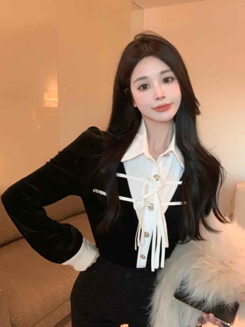 Women's Blouses GkyocQ 2023 Women Blouse Turndown Collar Chic Velvet Tshirt Long Sleeve Vintage Bandage Shirt Casual Style French Female, Black
Women's Blouses GkyocQ 2023 Women Blouse Turndown Collar Chic Velvet Tshirt Long Sleeve Vintage Bandage Shirt Casual Style French Female, Black