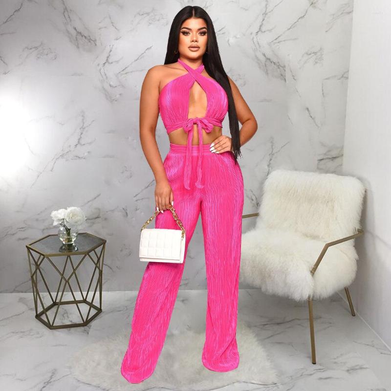 Women' Two Piece Pants 2023 Fashion Women' Wear Sleeveless Halter Lace Pleated Two-Piece Set, Black
Women' Two Piece Pants 2023 Fashion Women' Wear Sleeveless Halter Lace Pleated Two-Piece Set, Black