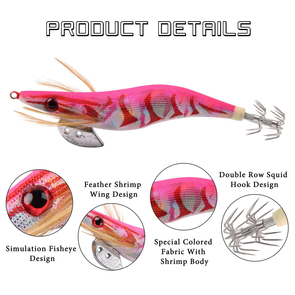 Baits Lures 10Pcs Luminous Squid Lure Jig Hook Bait Shrimp Octopus Cuttlefish Sinker with Ring Bead Fishing Lead 230620