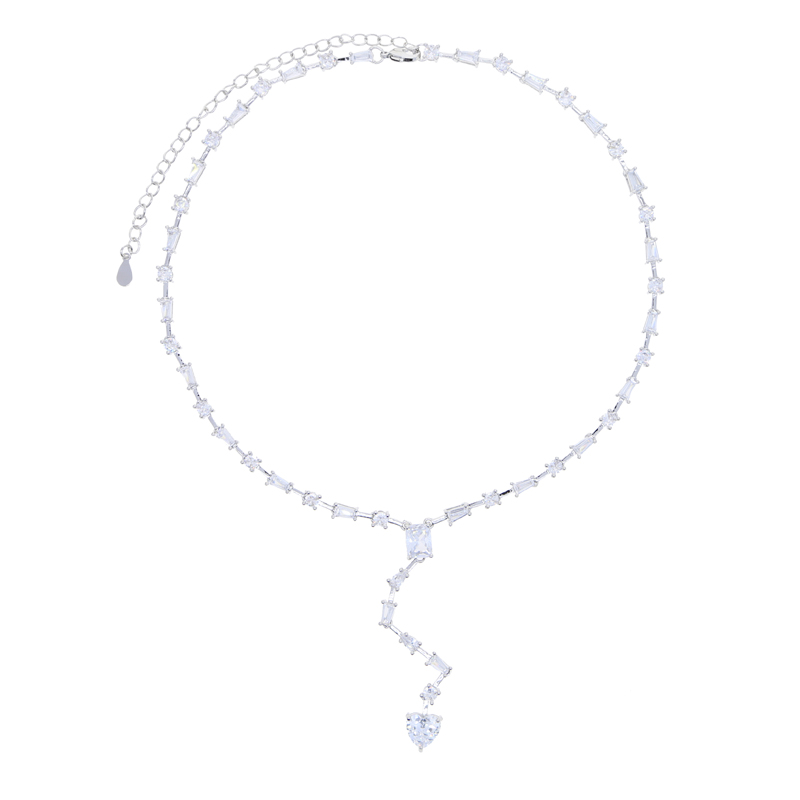 Iced Out Bg Micro Pave CZ Geometric Lariat Necklace for Women