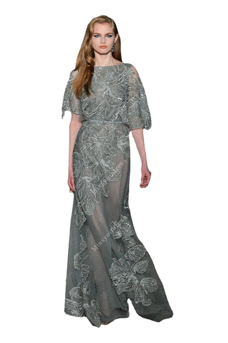 Elegant Elie Saab Dresses Evening Wear Bateau Neck Half Sleeves Celebrity Dress Beads Appliqued Formal Runway Fashion Gowns Custom Made, Nude
Elegant Elie Saab Dresses Evening Wear Bateau Neck Half Sleeves Celebrity Dress Beads Appliqued Formal Runway Fashion Gowns Custom Made, Nude