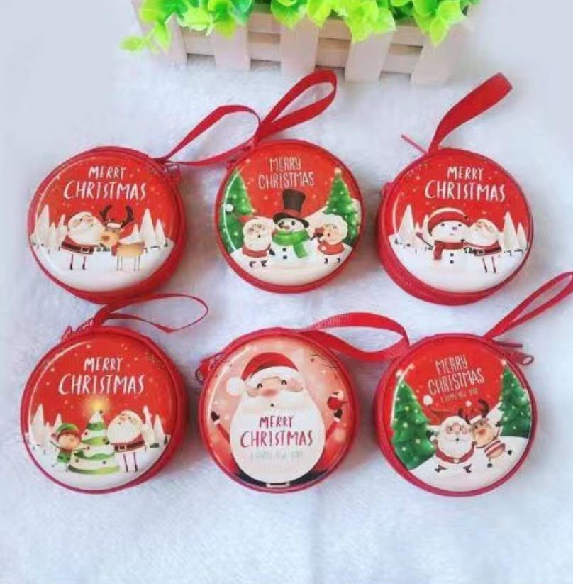 Coin Purse Mini Tins Money Wallet Change Pocket With Zipper Gift Box Jewelry Pouch Candy Box Christmas Tree Hanging Ornaments