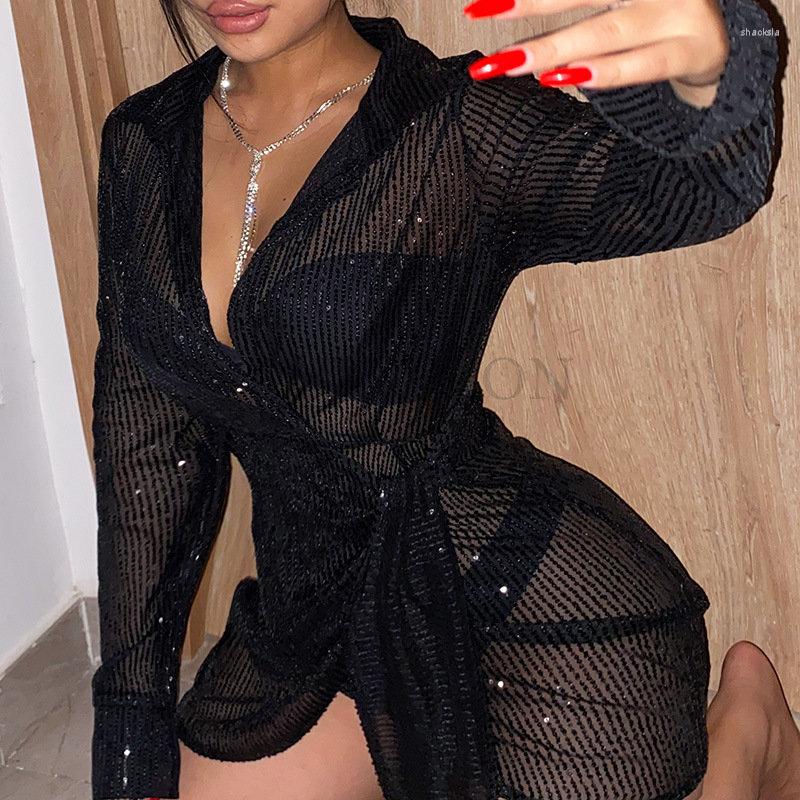 Casual Dresses Sequins Lace Up See Through Mini Dress Women Fashion V Neck Long Sleeve Loose Female Sexy Shinny Night Club Party, Black
Casual Dresses Sequins Lace Up See Through Mini Dress Women Fashion V Neck Long Sleeve Loose Female Sexy Shinny Night Club Party, Black