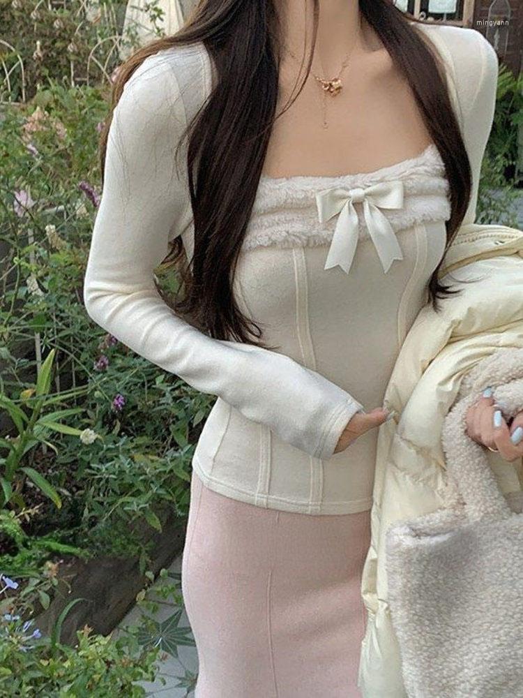 Women' T Shirts Fishbone Bodycon T-shirt Women Spring Autumn Long Sleeve Square Collar Slim Y2k Tops Ladies Elegant Korean Fashion Bow, Apricot
Women' T Shirts Fishbone Bodycon T-shirt Women Spring Autumn Long Sleeve Square Collar Slim Y2k Tops Ladies Elegant Korean Fashion Bow, Apricot