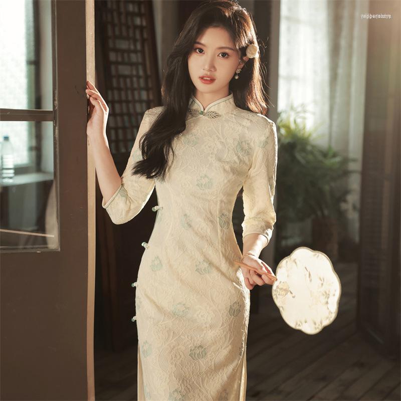 Ethnic Clothing Legant Brocade Lace Long Fork Cheongsam Chinese Classic Women's Qipao Short Sleeve Sexy Wedding Evening Party Dress 3XL
Ethnic Clothing Legant Brocade Lace Long Fork Cheongsam Chinese Classic Women's Qipao Short Sleeve Sexy Wedding Evening Party Dress 3XL