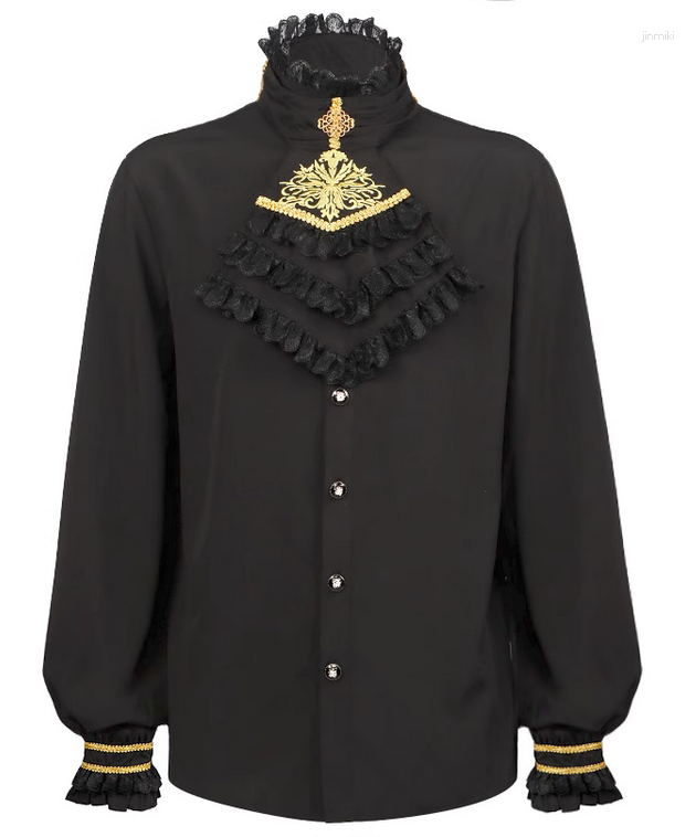 Men' Dress Shirts British Court Gothic Ruffle Lace Standing Neck Stage Performance, Black
Men' Dress Shirts British Court Gothic Ruffle Lace Standing Neck Stage Performance, Black