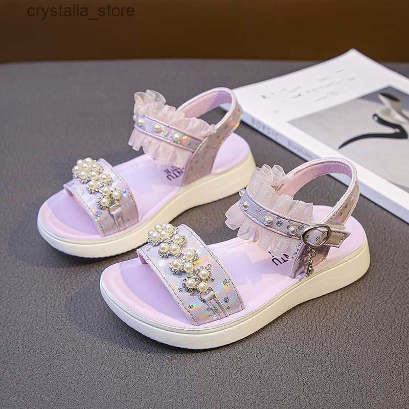 Girls Pearl Sandal Summer Shoes Kids Childrens Sandals Open Toe Soft Shoes L230518, Pink