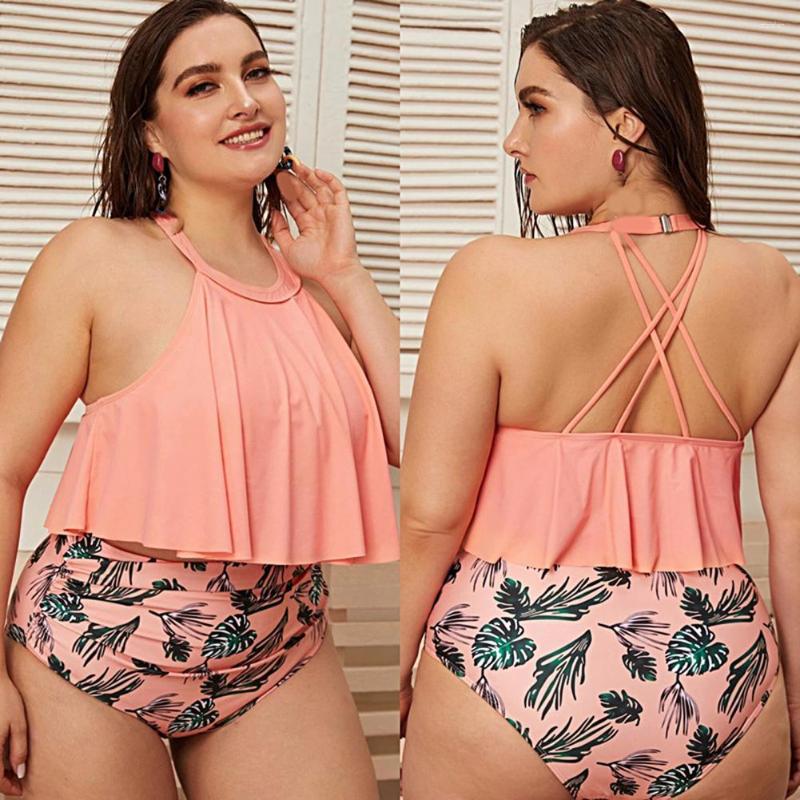Women's Swimwear 2 Pcs/Set Women Bikini Set Quick Dry Cross Straps High Waist Plus Size Ruffle Backless Summer Water Sports Clothes, Dusty pink
Women's Swimwear 2 Pcs/Set Women Bikini Set Quick Dry Cross Straps High Waist Plus Size Ruffle Backless Summer Water Sports Clothes, Dusty pink