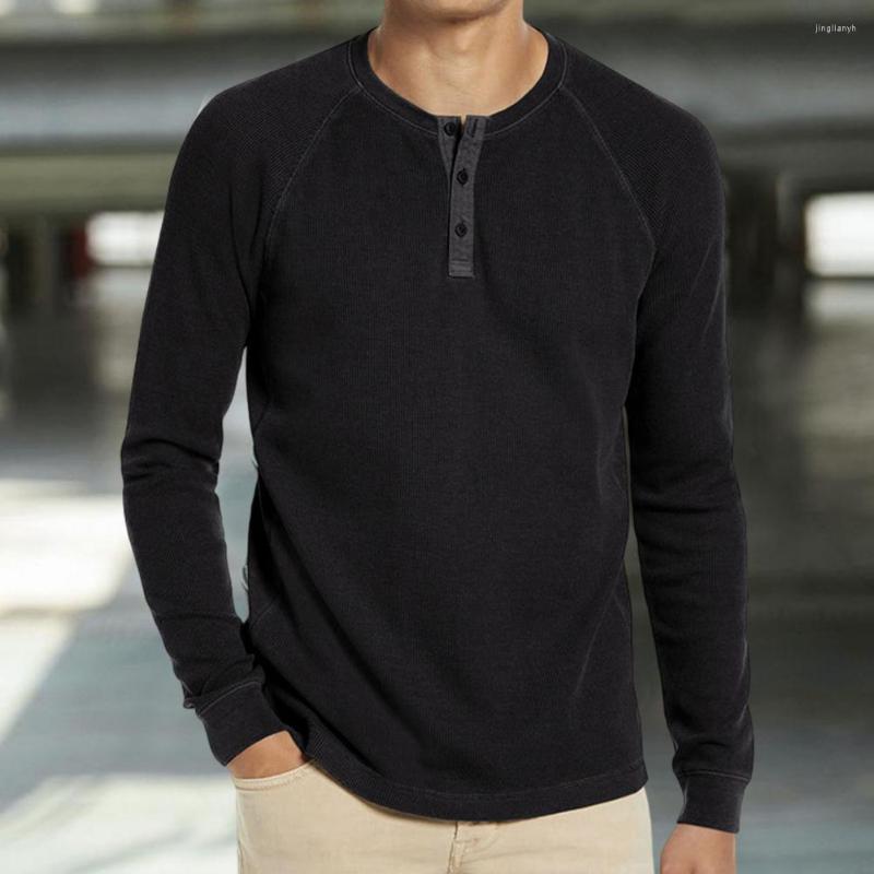 Men' T Shirts Chic Wear-resistant Round Neck Autumn T-shirt Buttons Fall Tops Long Sleeves Daily Garment, Black
Men' T Shirts Chic Wear-resistant Round Neck Autumn T-shirt Buttons Fall Tops Long Sleeves Daily Garment, Black