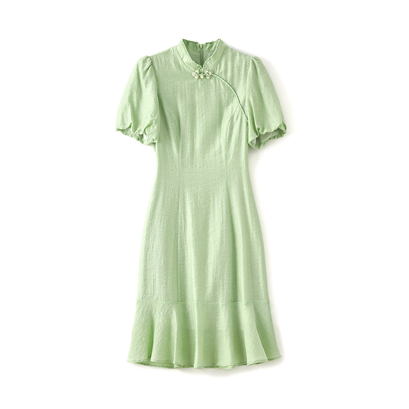 2023 Summer GreenSolid Color BeadedDress Short Sleeve Stand Collar Buttons Knee-Length Casual Dresses W3L046306, Green
2023 Summer GreenSolid Color BeadedDress Short Sleeve Stand Collar Buttons Knee-Length Casual Dresses W3L046306, Green