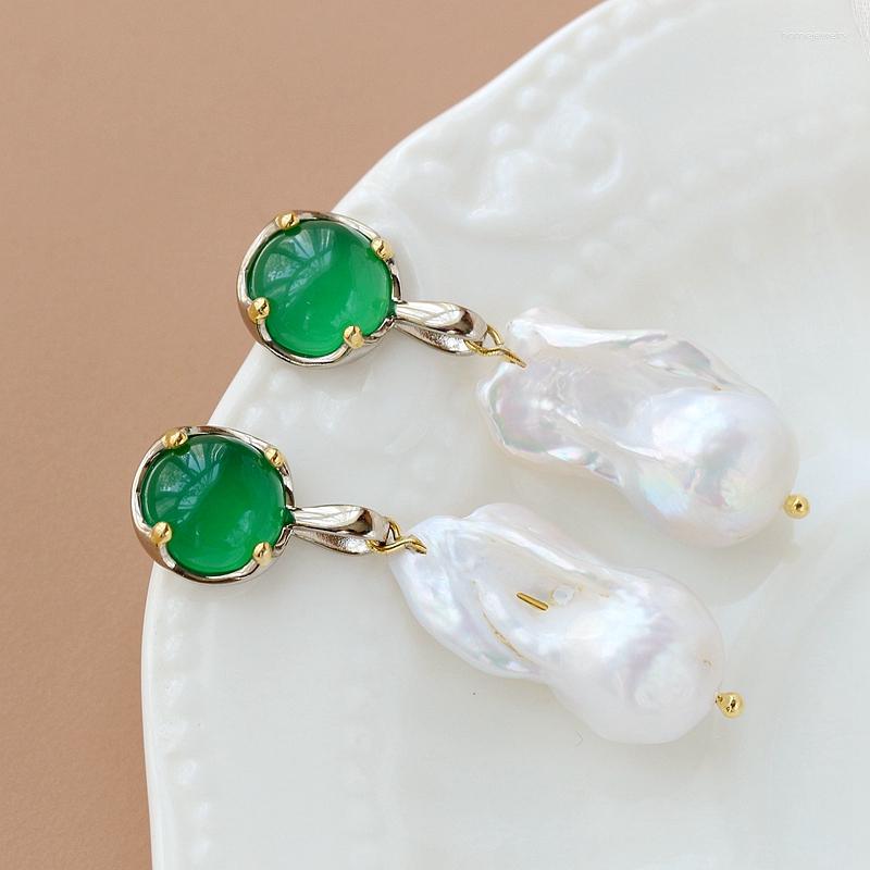 Dangle Earrings Inlaid Natural Baroque Pearl Green Chalcedony 925 Sterling Silver Earring Handmade Creative Retro Style Women Jewelry Gift
Dangle Earrings Inlaid Natural Baroque Pearl Green Chalcedony 925 Sterling Silver Earring Handmade Creative Retro Style Women Jewelry Gift