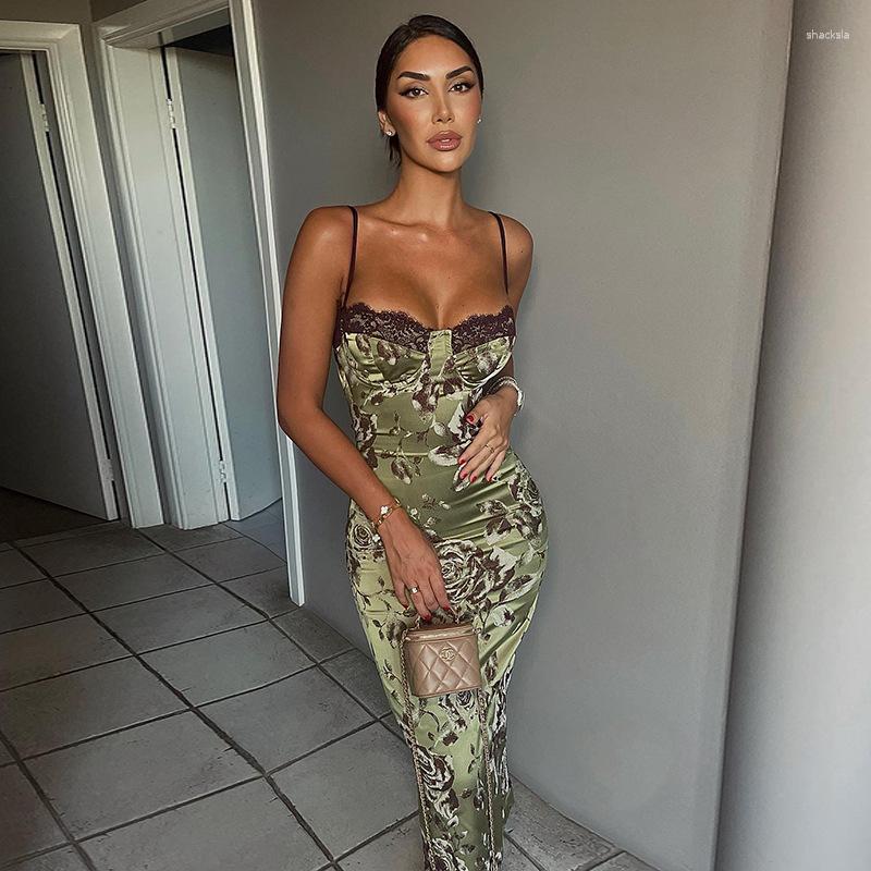 Casual Dresses Fashion Women Sexy Backless Club Party Floral Print Lace Sleeveless Slip Midi Dress Summer Outfits, Green
Casual Dresses Fashion Women Sexy Backless Club Party Floral Print Lace Sleeveless Slip Midi Dress Summer Outfits, Green