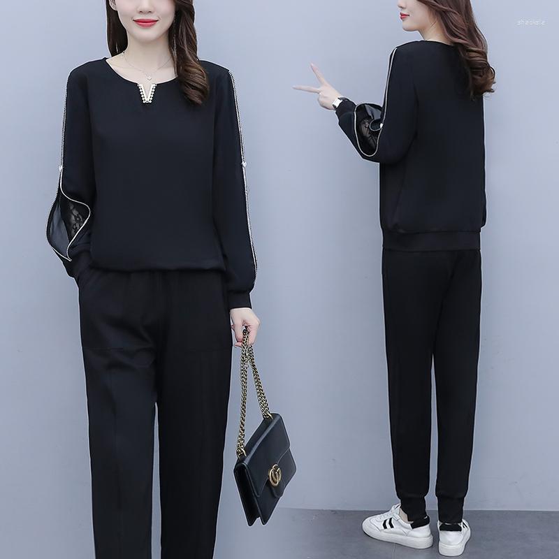 Women's Two Piece Pants High Quality Fashion Set Top And Lace Patchwork Ensemble Femme Survetement Clothes For Women, Black
Women's Two Piece Pants High Quality Fashion Set Top And Lace Patchwork Ensemble Femme Survetement Clothes For Women, Black
