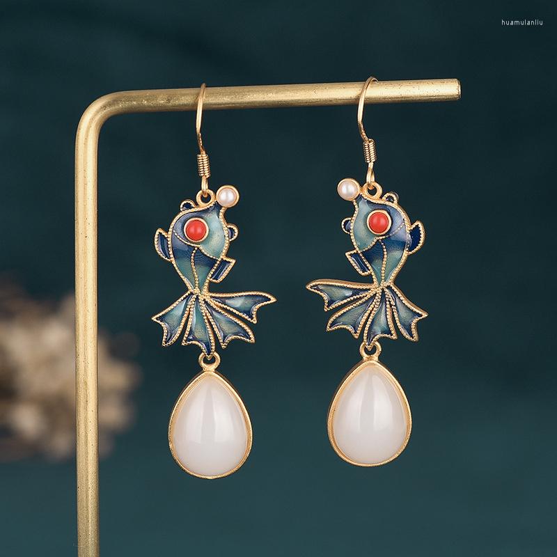 Dangle Earrings Selling Natural Hand-carved Jade Gufa Inlay Fish Ear Studs Fashion Jewelry Accessories Men Women Luck Gifts
Dangle Earrings Selling Natural Hand-carved Jade Gufa Inlay Fish Ear Studs Fashion Jewelry Accessories Men Women Luck Gifts