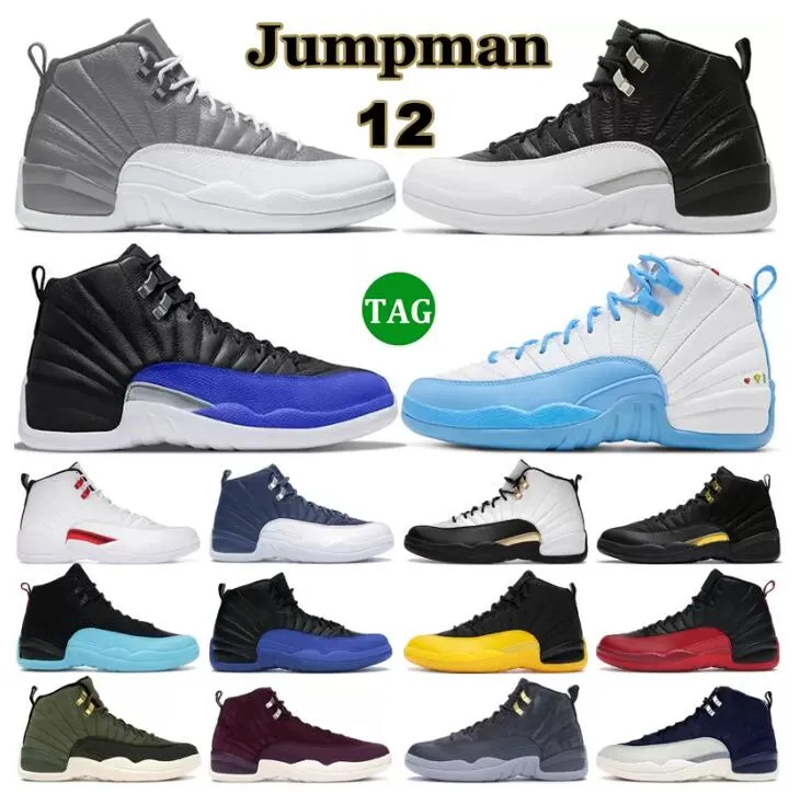 New Fashion Top Indigo Jumpman 12 men basketball shoes Black 12s University Gold Dark Concord white dark grey Fiba Gym Red Taxi mens sneaker, 21 
New Fashion Top Indigo Jumpman 12 men basketball shoes Black 12s University Gold Dark Concord white dark grey Fiba Gym Red Taxi mens sneaker, 21