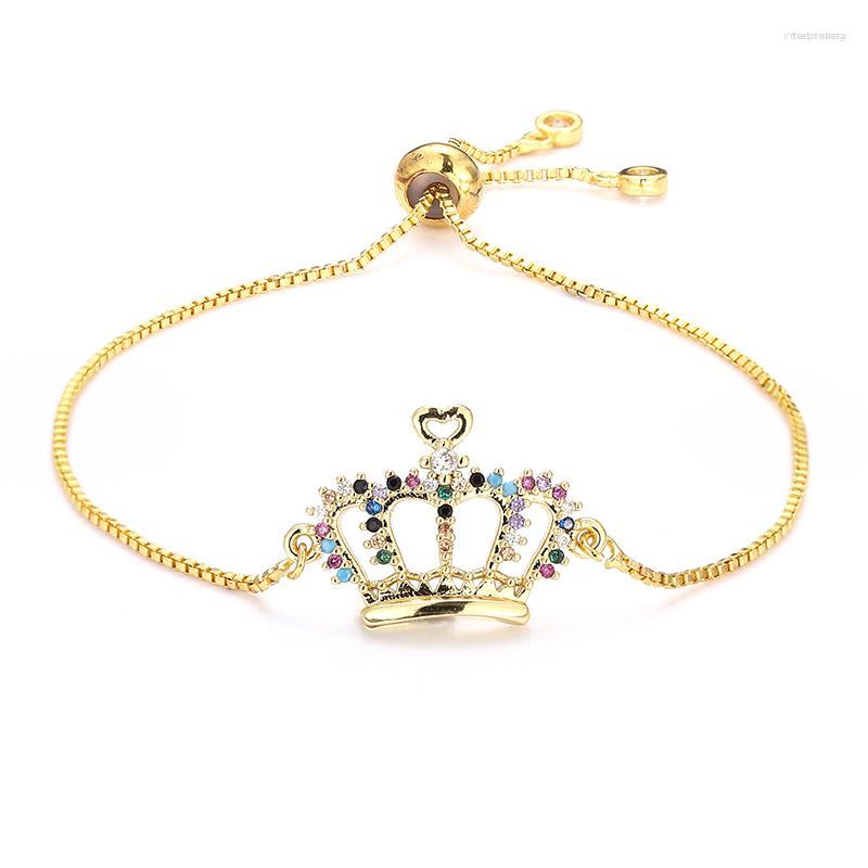 Link Bracelets Luxury Crown Cz Bracelet 18K Gold Women Bangle Adjustable Colorful Crystal Zircon Copper Jewelry Gift 2023
Link Bracelets Luxury Crown Cz Bracelet 18K Gold Women Bangle Adjustable Colorful Crystal Zircon Copper Jewelry Gift 2023