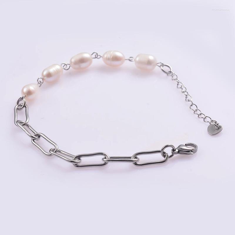 Bangle 1Pcs Natural Pearl Chain Bracelet Luxury Stainless Steel Handmade For Women Jewelry Drop Raym22
Bangle 1Pcs Natural Pearl Chain Bracelet Luxury Stainless Steel Handmade For Women Jewelry Drop Raym22