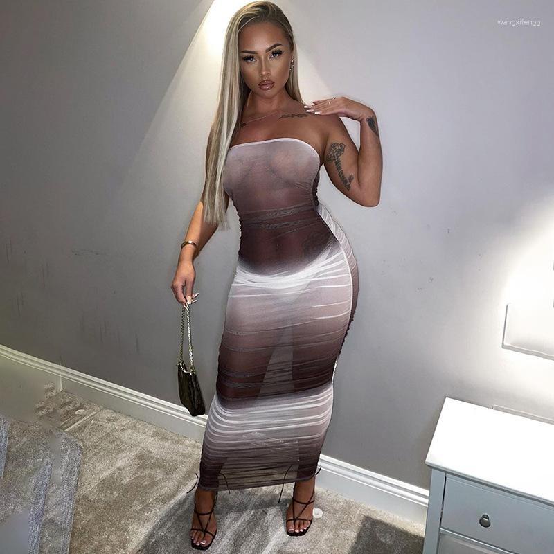 Casual Dresses Strapless Mesh See Through Party Club Maxi Dress Bodycon Ruched Women Sleeveless Backless Beach Vacation Summer Clothes
Casual Dresses Strapless Mesh See Through Party Club Maxi Dress Bodycon Ruched Women Sleeveless Backless Beach Vacation Summer Clothes