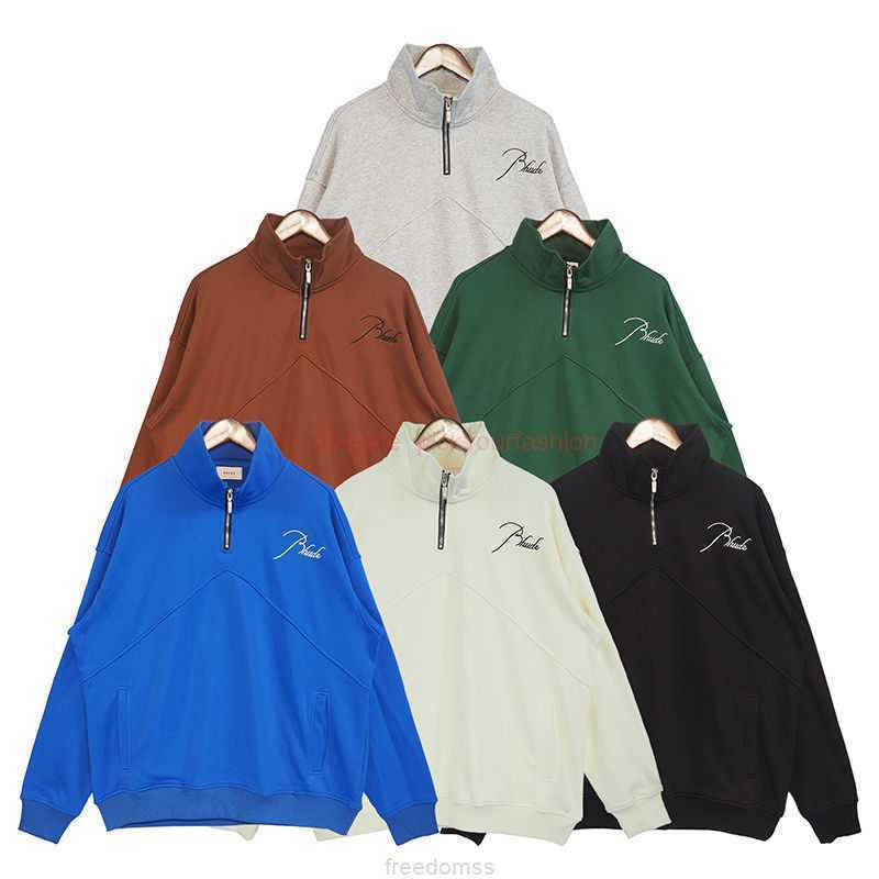 Designer Clothing Mens Sweatshirts Hoodies Rhude American High Street Style Stand Collar Semi Zipper Letter Embroidery Stitched Sweater for Men Women in Autumn 26, Shipping fee
Designer Clothing Mens Sweatshirts Hoodies Rhude American High Street Style Stand Collar Semi Zipper Letter Embroidery Stitched Sweater for Men Women in Autumn 26, Shipping fee