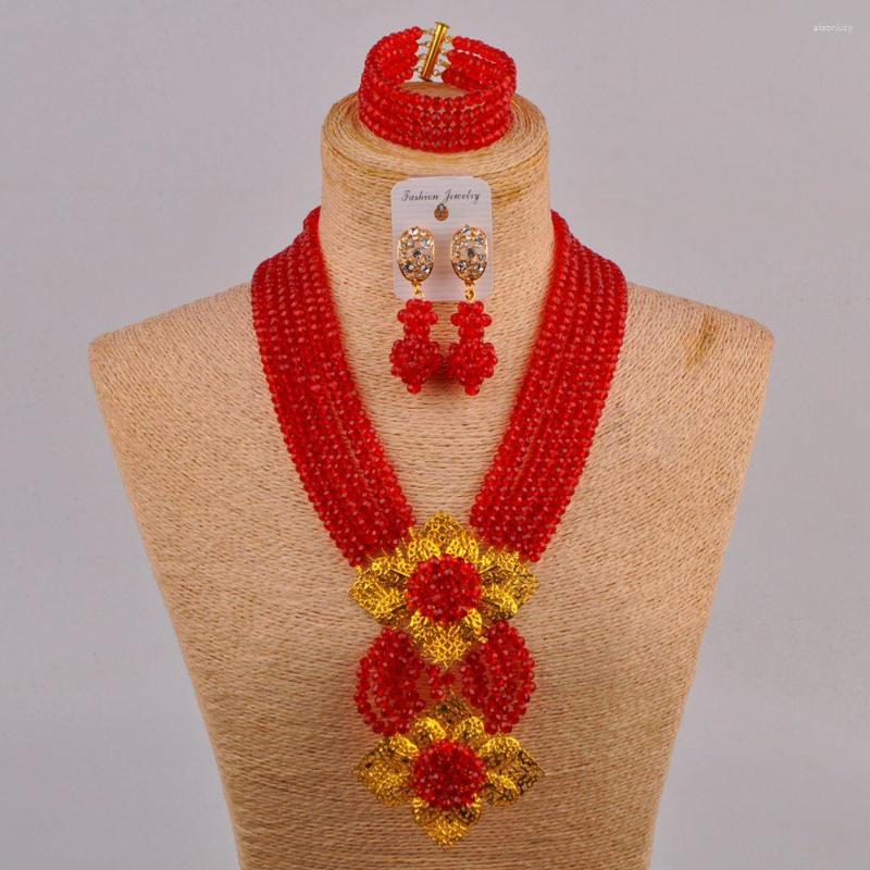 Necklace Earrings Set Fashion Women's Red Crystal Bead Nigerian African Wedding Jewelry 6CHL, Picture shown
Necklace Earrings Set Fashion Women's Red Crystal Bead Nigerian African Wedding Jewelry 6CHL, Picture shown