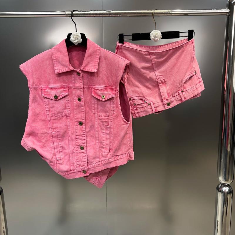 Women' Tracksuits PREPOMP 2023 Summer Sleeveless Turn Down Collar Irregular Pink Denim Vest Jeans Shorts Skirt Two Piece Set Women Outfits, Skirt pants
Women' Tracksuits PREPOMP 2023 Summer Sleeveless Turn Down Collar Irregular Pink Denim Vest Jeans Shorts Skirt Two Piece Set Women Outfits, Skirt pants
