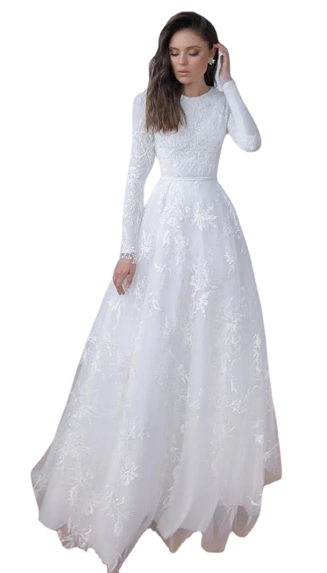 Long Sleeves Lace A-line Modest Wedding Dresses Jewel Neck Sweep Train Simple Vintage Lace LDS Bridal Gowns Custom Made, Custom made from color chart
Long Sleeves Lace A-line Modest Wedding Dresses Jewel Neck Sweep Train Simple Vintage Lace LDS Bridal Gowns Custom Made, Custom made from color chart