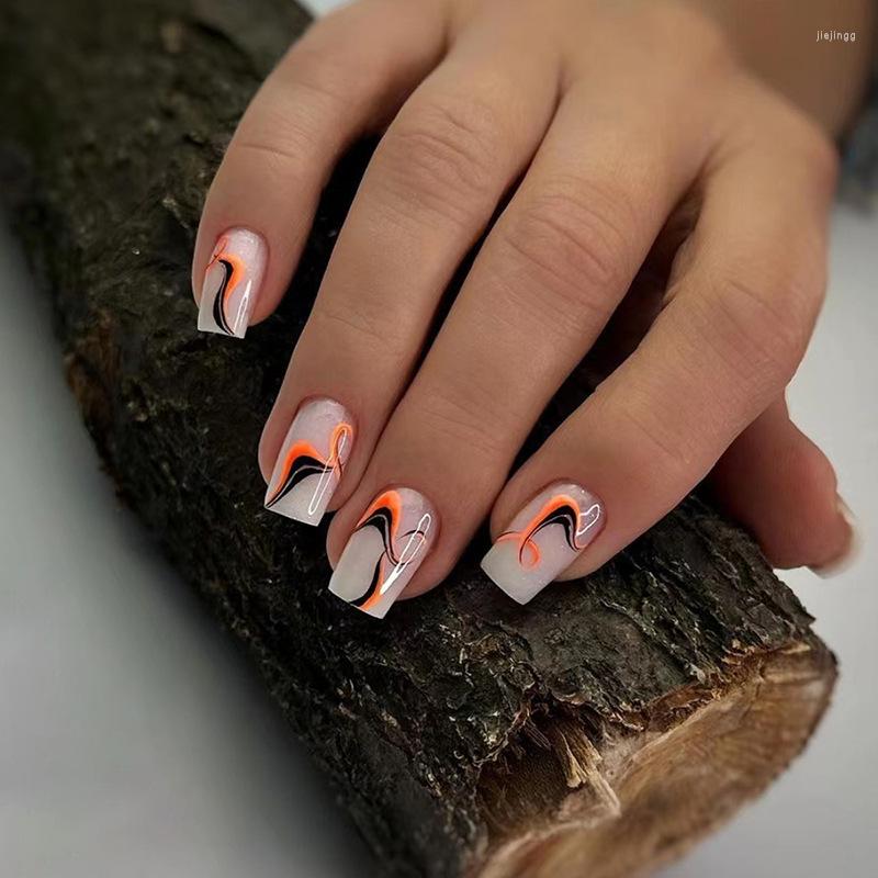 False Nails 24Pcs Short Coffin Irregular Striped Ripples With French Design Wearable Fake Artificial Press On Nail Tips, 186
False Nails 24Pcs Short Coffin Irregular Striped Ripples With French Design Wearable Fake Artificial Press On Nail Tips, 186