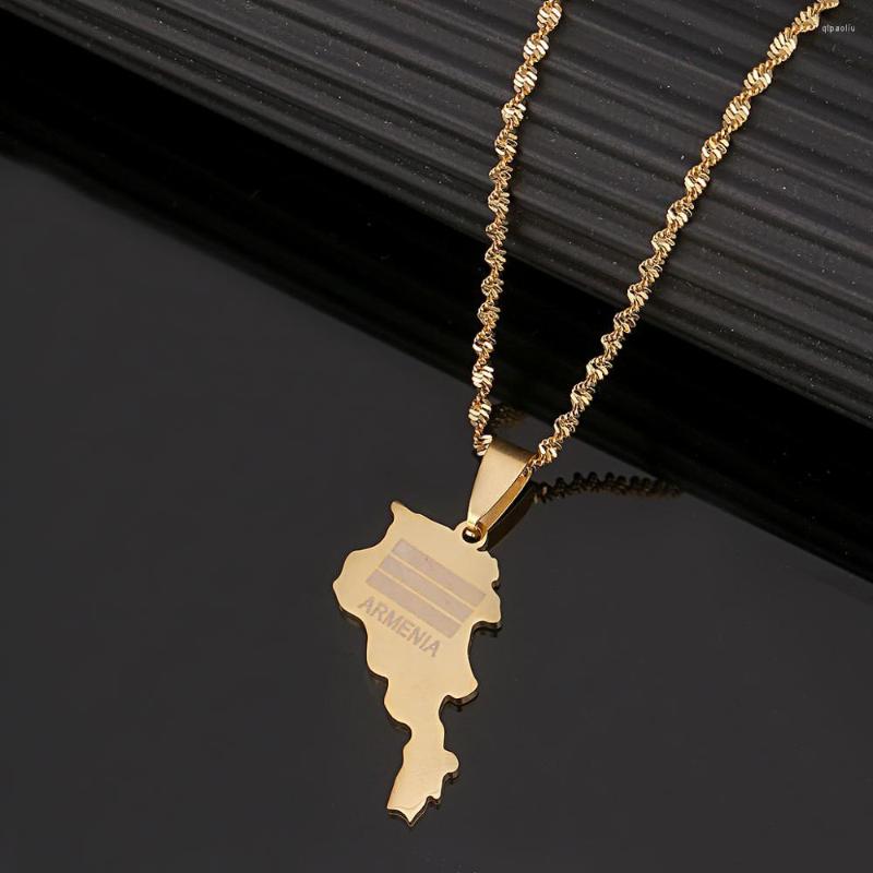 Pendant Necklaces Stainless Steel Gold Color Armenia Map Necklace Armenians Chain Jewelry